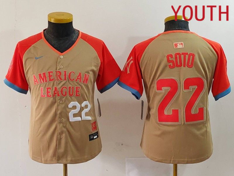 Youth New York Yankees #22 Soto Orange All star 2024 Nike MLB Jersey style 2